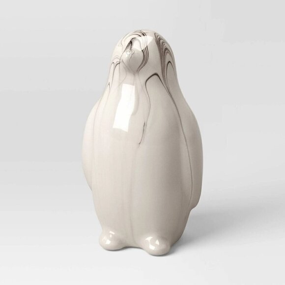 Target Wondershop 3pc Marbled Ceramic Penguin/Bear/Snowman Christmas Figure Set - Picture 4 of 6